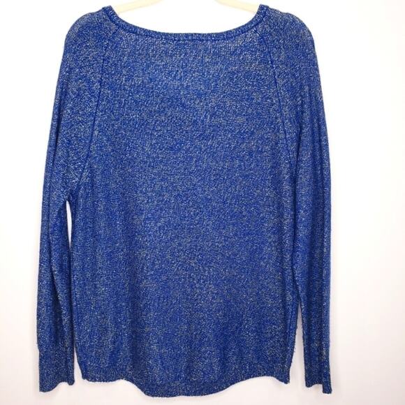 Bisou Bisou Michele Bonbot Zippered Hi Low Blue and Gold Sweater Medium - Picture 8 of 8